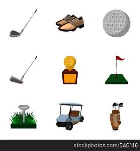 Active golf icons set. Cartoon illustration of 9 active golf vector icons for web. Active golf icons set, cartoon style