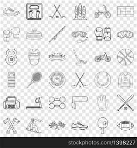 Active life icons set. Outline style of 36 active life vector icons for web for any design. Active life icons set, outline style