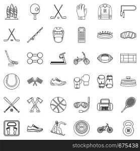Active life icons set. Outline style of 36 active life vector icons for web isolated on white background. Active life icons set, outline style