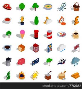 Active life icons set. Simple style of 36 active style vector icons for web isolated on white background. Active life icons set, isometric style