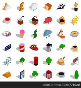 Active life icons set. Simple style of 36 active style vector icons for web isolated on white background. Active life icons set, isometric style
