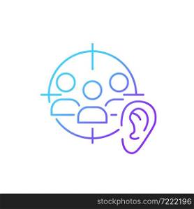 Active listening gradient linear vector icon. Develop empathy. Online communication. Show understanding in digital age. Thin line color symbol. Modern style pictogram. Vector isolated outline drawing. Active listening gradient linear vector icon