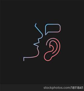 Active listening gradient vector icon for dark theme. Building trustful relationships. Show understanding. Thin line color symbol. Modern style pictogram. Vector isolated outline drawing. Active listening gradient vector icon for dark theme