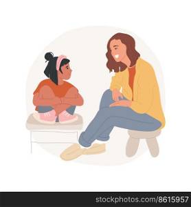 Active listening isolated cartoon vector illustration. Kid looking in the face of adult, attention and concentration, social skill, speaking to child, improve communication vector cartoon.. Active listening isolated cartoon vector illustration.