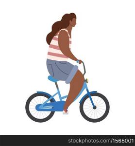 Active modern hipster african girl on blue bike with lamp. Modern flat illustration side view. Summer sports lifestyle. Stylized woman cyclist.. Active modern hipster african girl on blue bike with lamp. Modern flat illustration side view. Summer sports lifestyle.