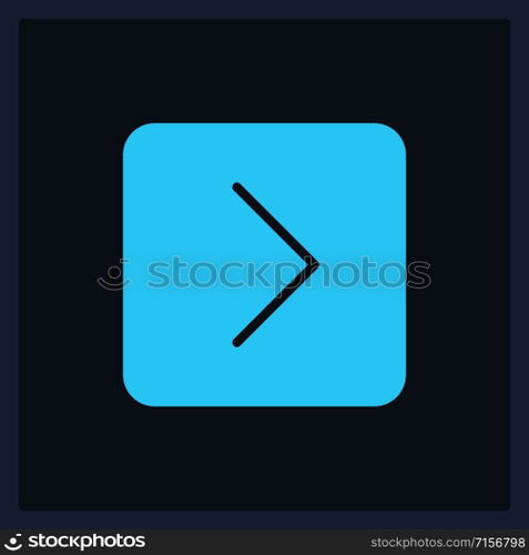 Active next action button UI element template. Editable isolated vector dashboard component. Flat user interface. Visual data presentation. Web design widget for mobile application with dark theme. Active next action button UI element template