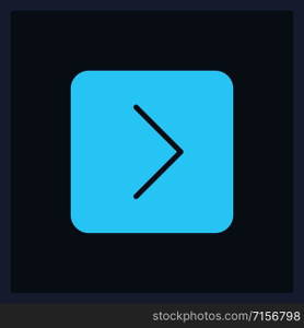 Active next action button UI element template. Editable isolated vector dashboard component. Flat user interface. Visual data presentation. Web design widget for mobile application with dark theme. Active next action button UI element template