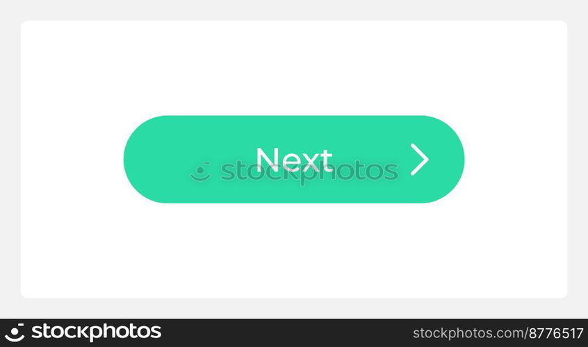 Active next move button UI element template. Editable isolated vector dashboard component. Flat user interface. Visual data presentation. Web design widget for mobile application with light theme. Active next move button UI element template