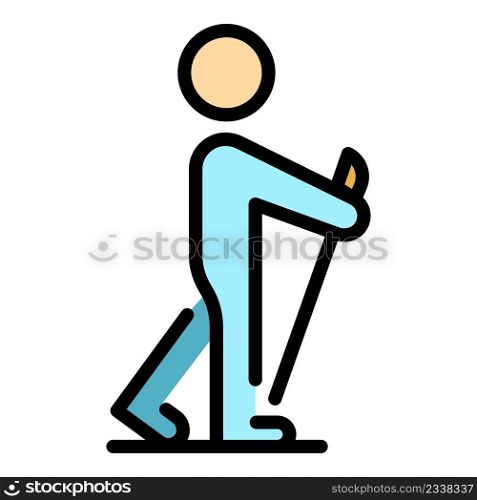 Active nordic walking icon. Outline active nordic walking vector icon color flat isolated. Active nordic walking icon color outline vector