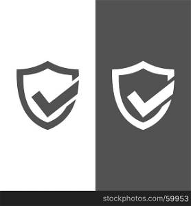 Active protection shield icon on black and white background