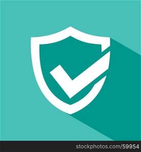 Active protection shield icon with shade on a green background