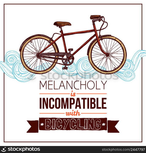 Active recreation poster with retro style bicycle and motivation text vector illustration. Active Recreation Poster