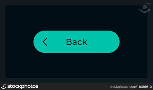 Active return button UI element template. Editable isolated vector dashboard component. Flat user interface. Visual data presentation. Web design widget for mobile application with dark theme. Active return button UI element template