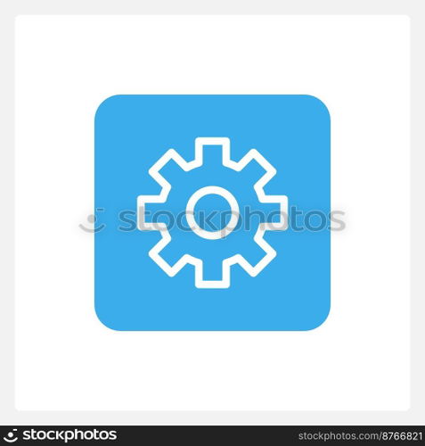 Active settings button UI element template. Editable isolated vector dashboard component. Flat user interface. Visual data presentation. Web design widget for mobile application with light theme. Active settings button UI element template