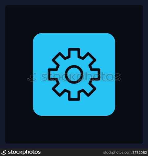 Active settings button UI element template. Editable isolated vector dashboard component. Flat user interface. Visual data presentation. Web design widget for mobile application with dark theme. Active settings button UI element template