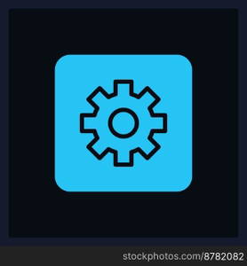 Active settings button UI element template. Editable isolated vector dashboard component. Flat user interface. Visual data presentation. Web design widget for mobile application with dark theme. Active settings button UI element template
