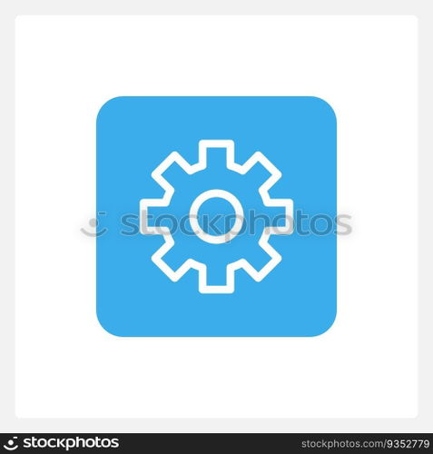 Active settings button UI element template. Editable isolated vector dashboard component. Flat user interface. Visual data presentation. Web design widget for mobile application with light theme. Active settings button UI element template