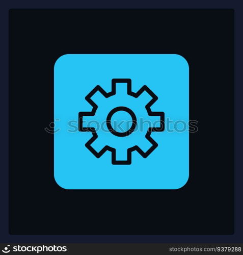 Active settings button UI element template. Editable isolated vector dashboard component. Flat user interface. Visual data presentation. Web design widget for mobile application with dark theme. Active settings button UI element template