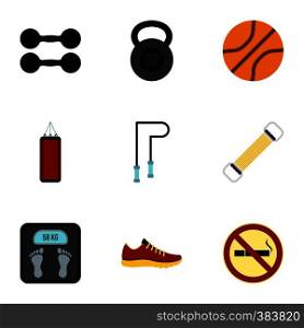 Active sport icons set. Flat illustration of 9 active sport vector icons for web. Active sport icons set, flat style