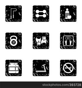 Active sport icons set. Grunge illustration of 9 active sport vector icons for web. Active sport icons set, grunge style