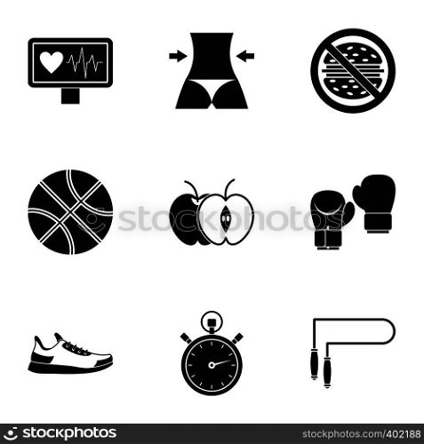 Active sport icons set. Simple illustration of 9 active sport vector icons for web. Active sport icons set, simple style