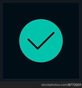 Active success button UI element template. Editable isolated vector dashboard component. Flat user interface. Visual data presentation. Web design widget for mobile application with dark theme. Active success button UI element template