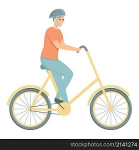 Active teenager on bicycle icon cartoon vector. Sport cycle. Happy cyclist. Active teenager on bicycle icon cartoon vector. Sport cycle