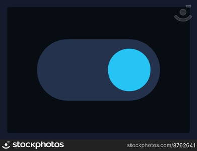 Active toggle button UI element template. Editable isolated vector dashboard component. Flat user interface. Visual data presentation. Web design widget for mobile application with dark theme. Active toggle button UI element template
