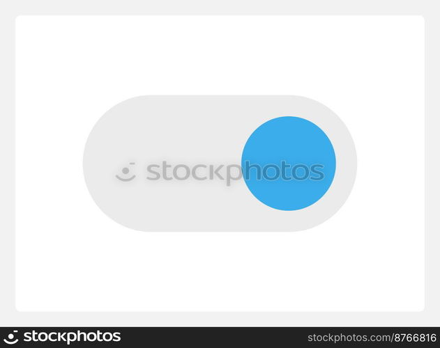 Active toggle button UI element template. Editable isolated vector dashboard component. Flat user interface. Visual data presentation. Web design widget for mobile application with light theme. Active toggle button UI element template