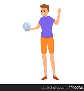 Active volleyball player icon. Cartoon of active volleyball player vector icon for web design isolated on white background. Active volleyball player icon, cartoon style