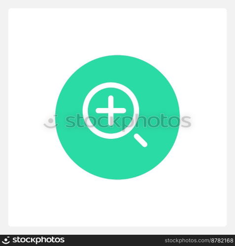Active zoom plus button UI element template. Editable isolated vector dashboard component. Flat user interface. Visual data presentation. Web design widget for mobile application with light theme. Active zoom plus button UI element template