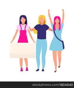 Activists celebrate women empowerment semi flat color vector characters. Full body people on white. Girl power isolated modern cartoon style illustration for graphic design and animation. Activists celebrate women empowerment semi flat color vector characters