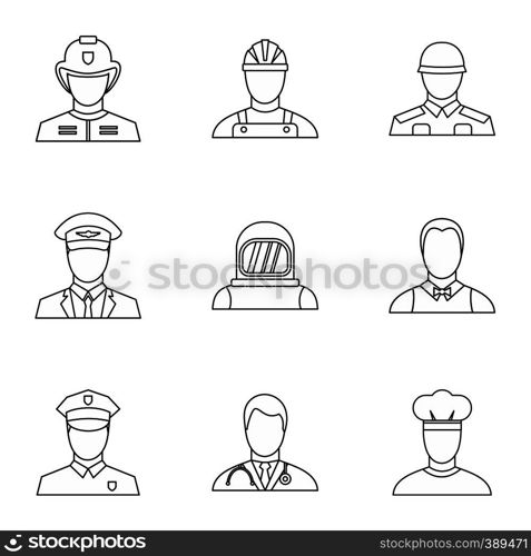Activities icons set. Outline illustration of 9 activities vector icons for web. Activities icons set, outline style