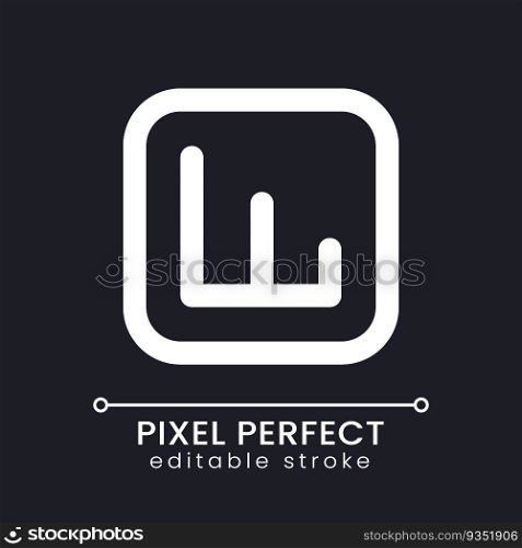 Activity analytics pixel perfect white linear ui icon for dark theme. Business data studying. Vector line pictogram. Isolated user interface symbol for night mode. Editable stroke. Poppins font used. Activity analytics pixel perfect white linear ui icon for dark theme