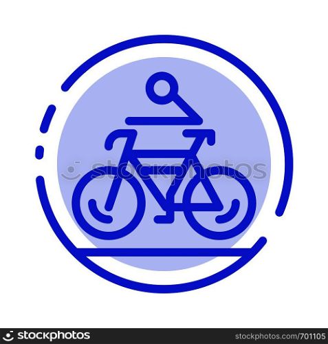 Activity, Bicycle, Bike, Biking, Cycling Blue Dotted Line Line Icon