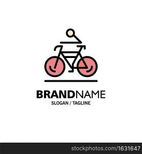 Activity, Bicycle, Bike, Biking, Cycling Business Logo Template. Flat Color