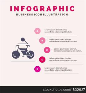 Activity, Bicycle, Bike, Biking, Cycling Solid Icon Infographics 5 Steps Presentation Background