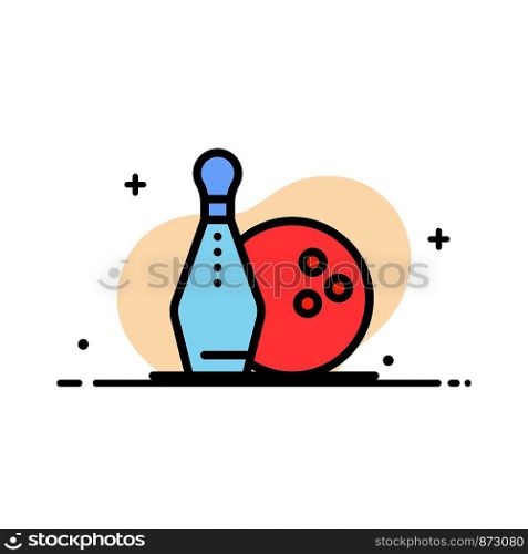 Activity, Bowling, Bowls, Keg ling Business Flat Line Filled Icon Vector Banner Template