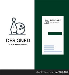 Activity, Bowling, Bowls, Keg ling Grey Logo Design and Business Card Template