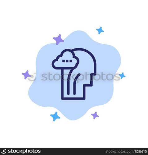 Activity, Brain, Mind, Head Blue Icon on Abstract Cloud Background