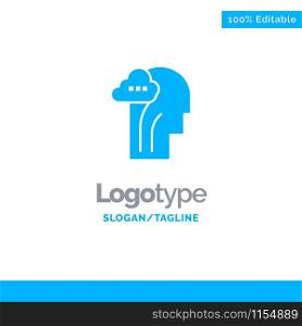 Activity, Brain, Mind, Head Blue Solid Logo Template. Place for Tagline