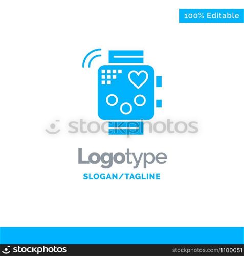 Activity, Device, Fitness, Heartbeat, Monitoring Blue Solid Logo Template. Place for Tagline