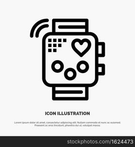 Activity, Device, Fitness, Heartbeat, Monitoring Line Icon Vector