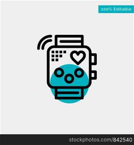 Activity, Device, Fitness, Heartbeat, Monitoring turquoise highlight circle point Vector icon