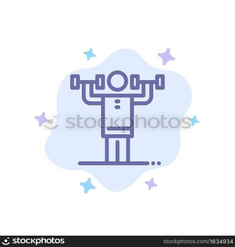 Activity, Discipline, Human, Physical, Strength Blue Icon on Abstract Cloud Background
