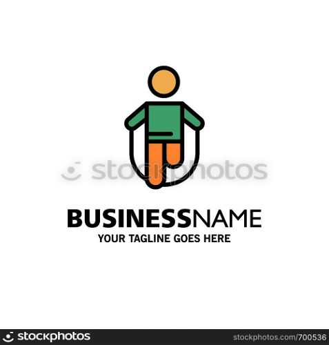 Activity, Jump, Jumping, Rope, Skipping Business Logo Template. Flat Color