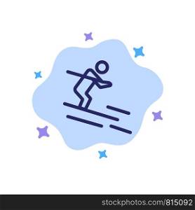 Activity, Ski, Skiing, Sportsman Blue Icon on Abstract Cloud Background