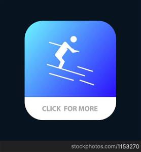 Activity, Ski, Skiing, Sportsman Mobile App Button. Android and IOS Glyph Version