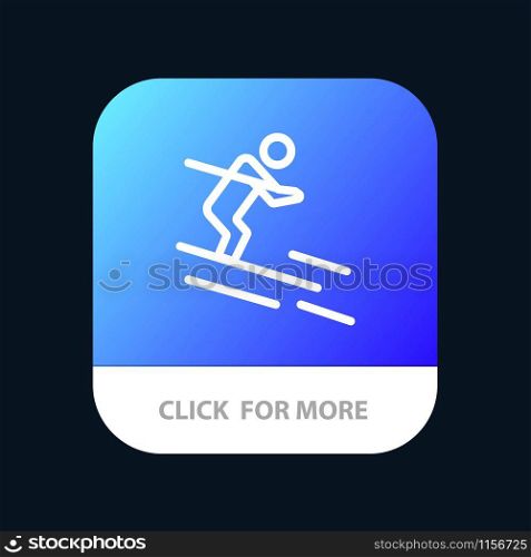 Activity, Ski, Skiing, Sportsman Mobile App Button. Android and IOS Line Version