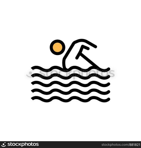 Activity, Sport, Swim, Swimming, Water Flat Color Icon. Vector icon banner Template